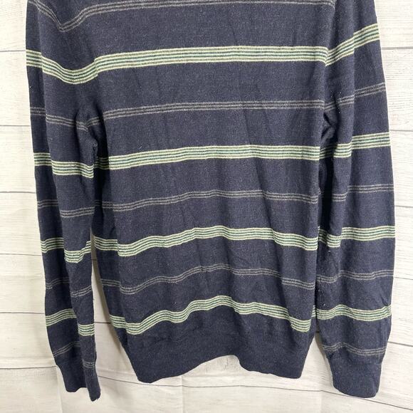 Banana Republic Mens size Medium Merino Wool Striped Sweater Blue - Picture 6 of 9